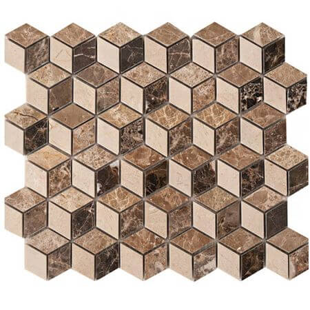 Colori Viva Emperador CV20140 Mos. Cubic Polished Mix 30,5x30,5 см Мозаика