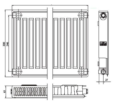 Kermi FKO 11 300х600 панельный радиатор с боковым подключением
