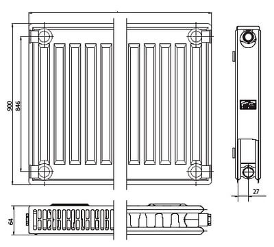 Kermi FKO 12 900x2300 панельный радиатор с боковым подключением