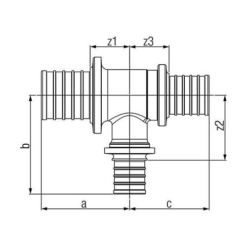 Тройник Rehau Rautitan PX с уменьшенным боковым и торцевым проходом бронза 50-32-40