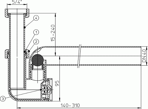 HL 136.3 Сифон с запахозапирающим клапаном, DN40