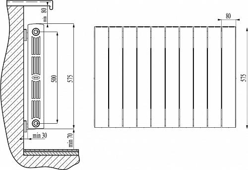 Rifar Supremo Ventil 500 14 секции антрацит биметаллический радиатор с нижним подключением