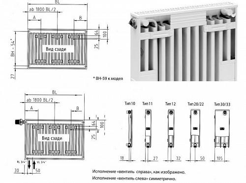 Kermi FTV 12 600x1400 панельный радиатор с нижним подключением