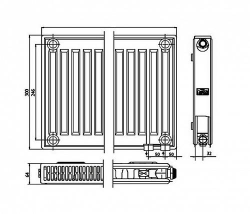 Kermi FTV 12 300x700 панельный радиатор с нижним подключением
