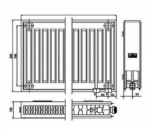 Kermi FTV 22 600x1800 панельный радиатор с нижним подключением