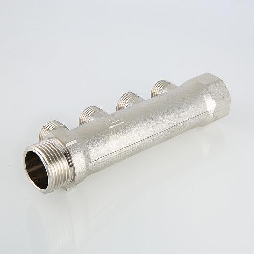 Valtec 3/4", 4 х 1/2" Коллектор с наружной резьбой 4 вых. (плоское уплотнение)