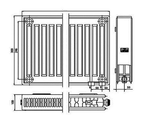 Kermi FTV 22 300x800 панельный радиатор с нижним подключением