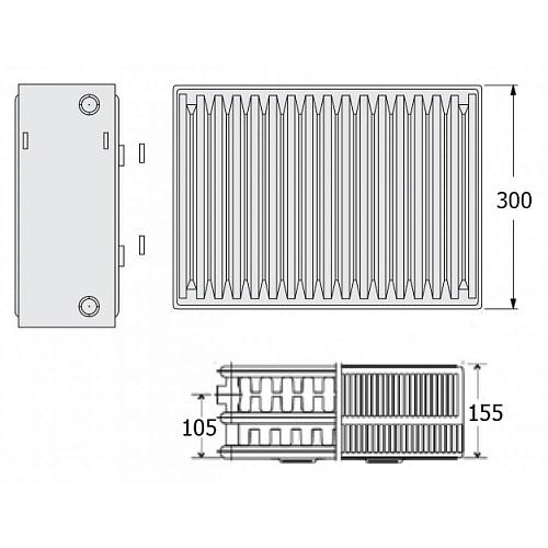 Kermi FKО 33 300х1600 панельный радиатор с боковым подключением