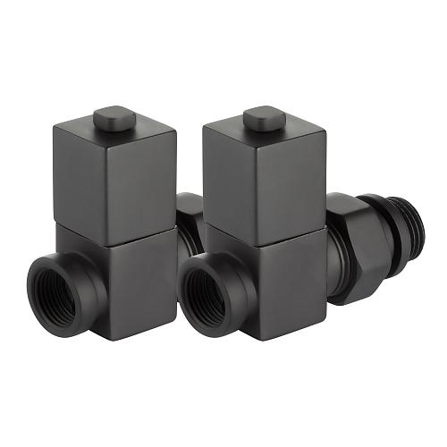 Royal Thermo Набор дизайн-вентилей CUBE прямой (черный) 1/2"