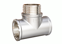 Тройники равнопроходные с переходом на наружную резьбу никелированная латунь Тройники равнопроходные с переходом на наружную резьбу никелированная латунь