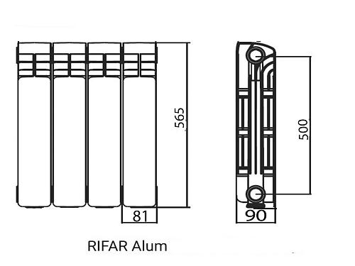 Rifar Alum 500 01 секция алюминиевый секционный радиатор