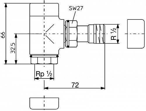 Oventrop Combi E 1/2" Вентиль на обратную подводку угловой хром 