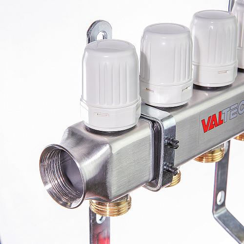 Valtec 1", 8 x 3/4", "евроконус" Коллекторный блок с регулировочными клапанами и расходомерами