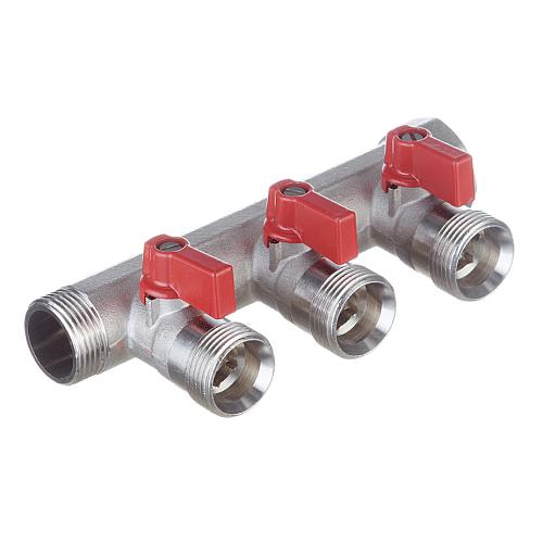 Henco Коллектор 1" с красными шаровыми кранами, 3/4"НР под евроконус, 1" - 3xEK14,16,18,20