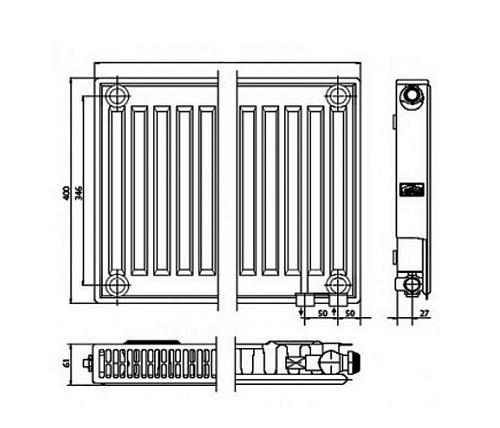 Kermi FTV 11 400x600 панельный радиатор с нижним подключением