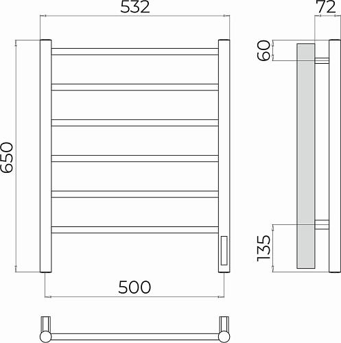 Terminus Аврора П6 500х650 Электрический полотенцесушитель