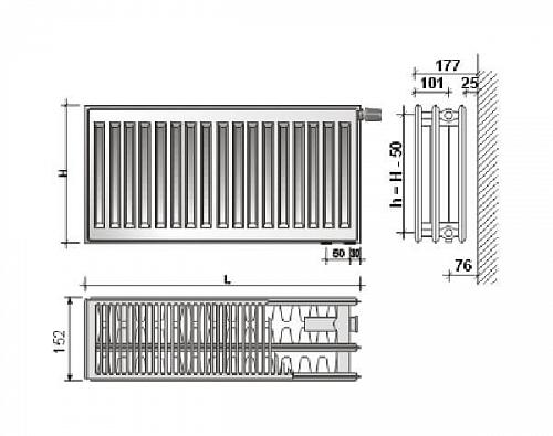 Purmo Compact С33 300x500 стальной панельный радиатор с боковым подключением