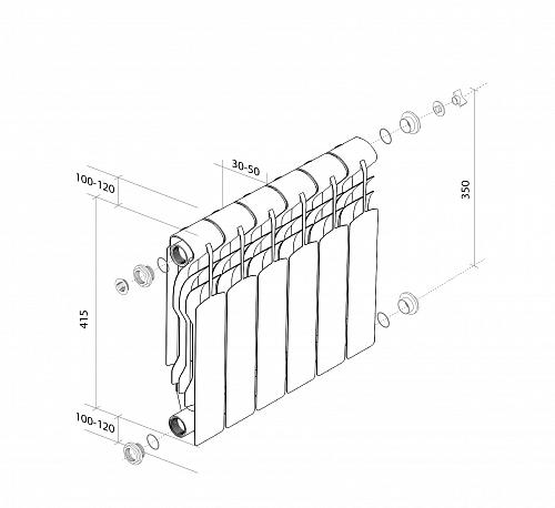 Royal Thermo Revolution Bimetall 350/ 12 секции БиМеталлический радиатор