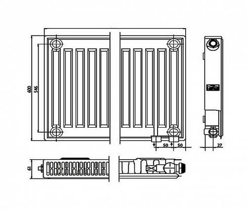 Kermi FTV 11 600x1400 панельный радиатор с нижним подключением