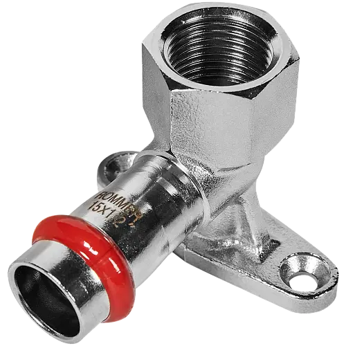 ROMMER Угольник настенный с креплением ВПр-ВР 15х1/2 из нержавеющей стали прессовой, арт. RSS-0011-001512