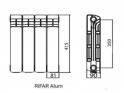 Rifar Alum 350 11 секции алюминиевый секционный радиатор