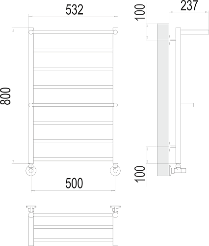 Terminus Анкона П8 500х800 Водяной полотенцесушитель 