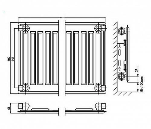 Kermi FTV 10 600x2300 панельный радиатор с нижним подключением