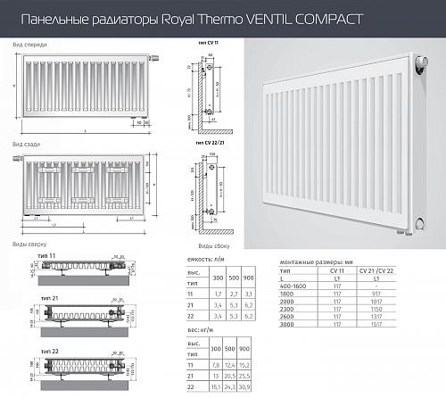 Royal Thermo Ventil Compact VC22 500x1400