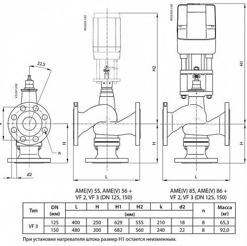 Danfoss VF 3 DN150 (065B3150) Клапан регулирующий фланцевый Kvs-320 м3/ч