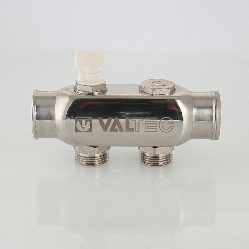 Valtec 1", 6 х 3/4" Коллектор 6 вых. из нержавеющей стали с межосевым расстоянием выходов 50 мм (евроконус)