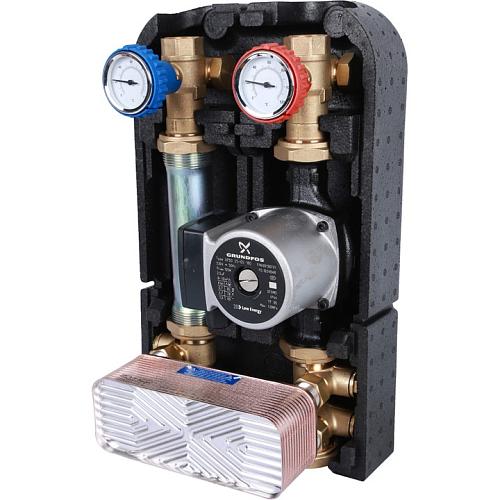 Stout Насосная группа с теплообменником 28 пластин,с насосом Grundfos UPSO 25-65 в теплоизоляции
